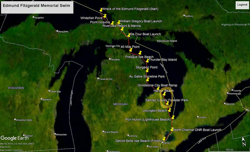 Map of Edmund Fitzgerald Memorial Swim Course - Stage 13